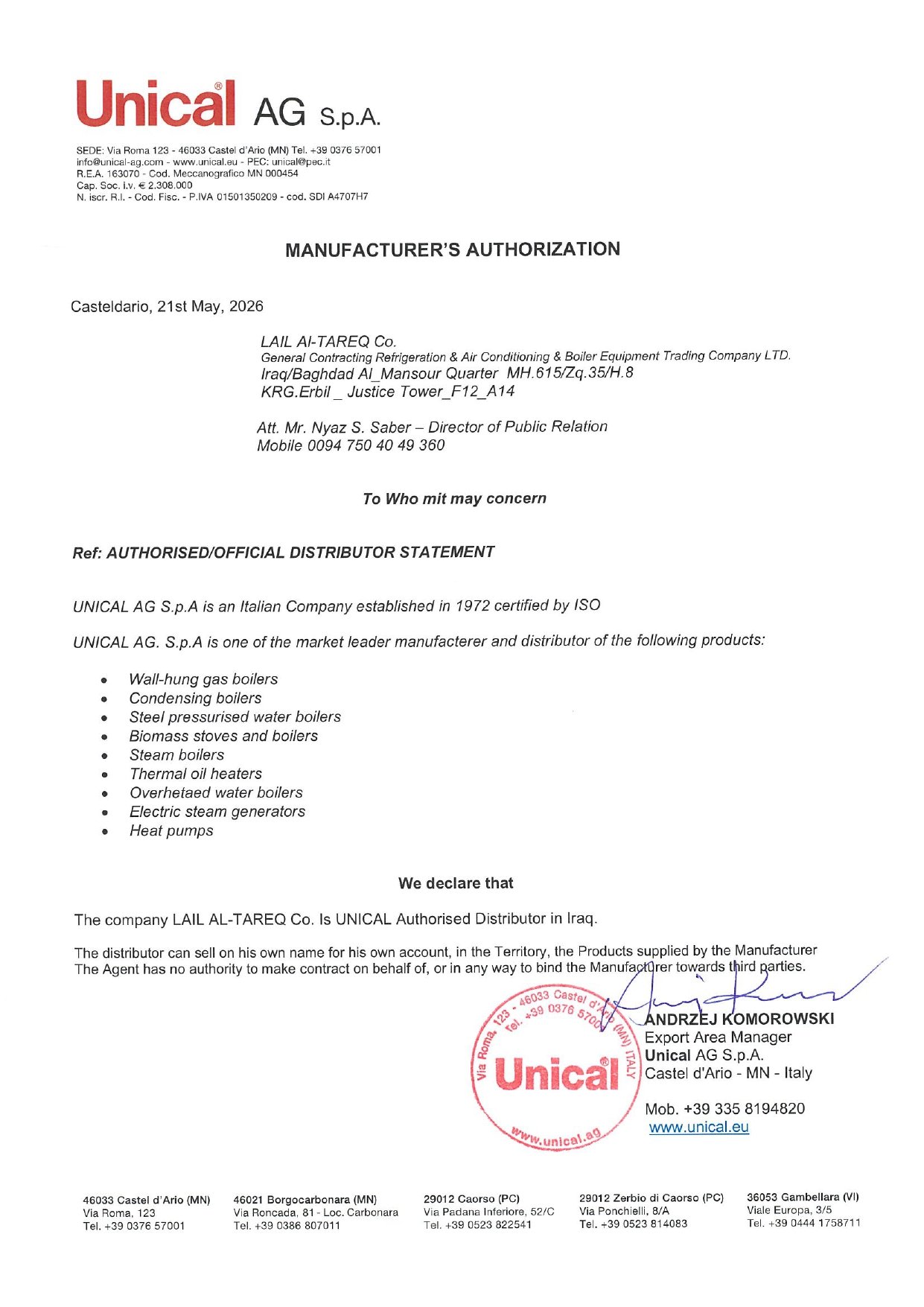 Unical AG SpA